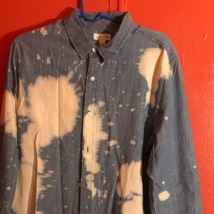 Acid washed blue jean long sleeve shirt